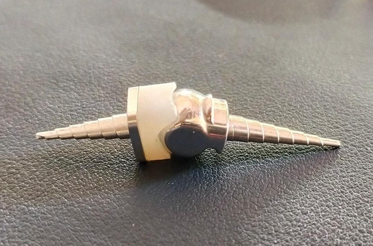 Close-up of a finger joint medical implant component